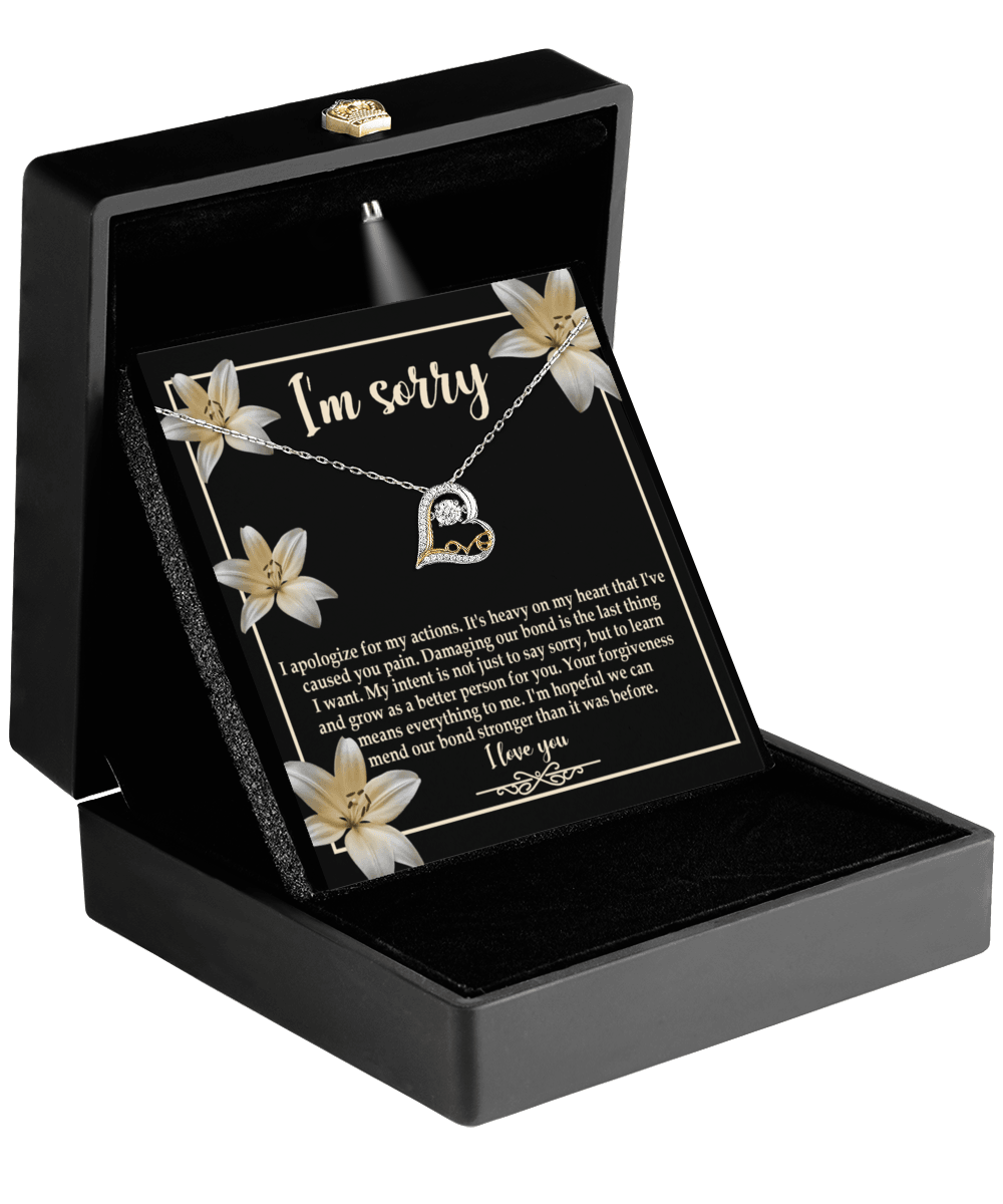 Apology Gift for Girlfriend, Wife, Soulmate - Sorry, The Last Thing - Love Dancing Heart Pendant Necklace - Mallard Moon Gift Shop