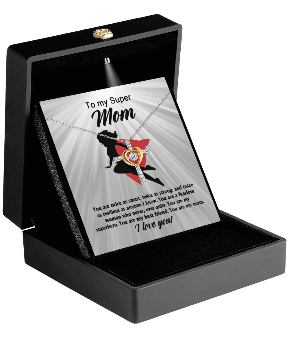 To My Super Mom You Are A Fearless Woman Cross Pendant Necklace - Mallard Moon Gift Shop