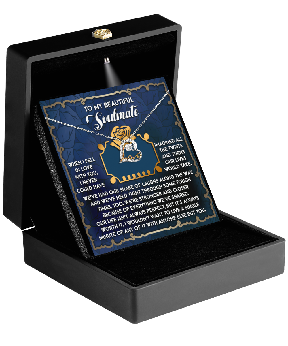 To My Beautiful Soulmate - Love Dancing Heart Necklace – A Heartfelt Gift Celebrating Life’s Journey Together - Mallard Moon Gift Shop