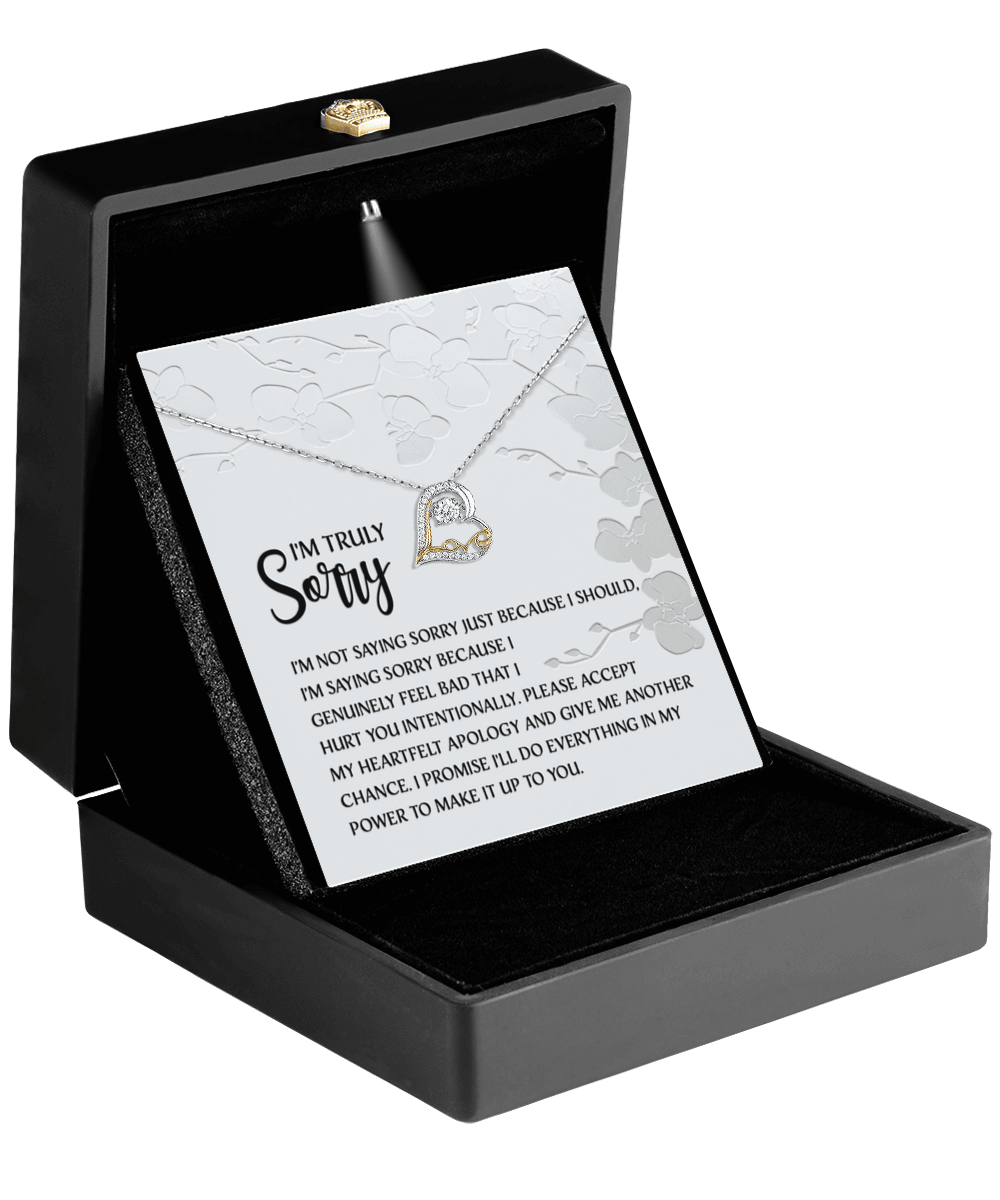 Apology Gift for Girlfriend, Wife, Soulmate - Sorry, Feel Bad - Love Dancing Heart Pendant Necklace - Mallard Moon Gift Shop
