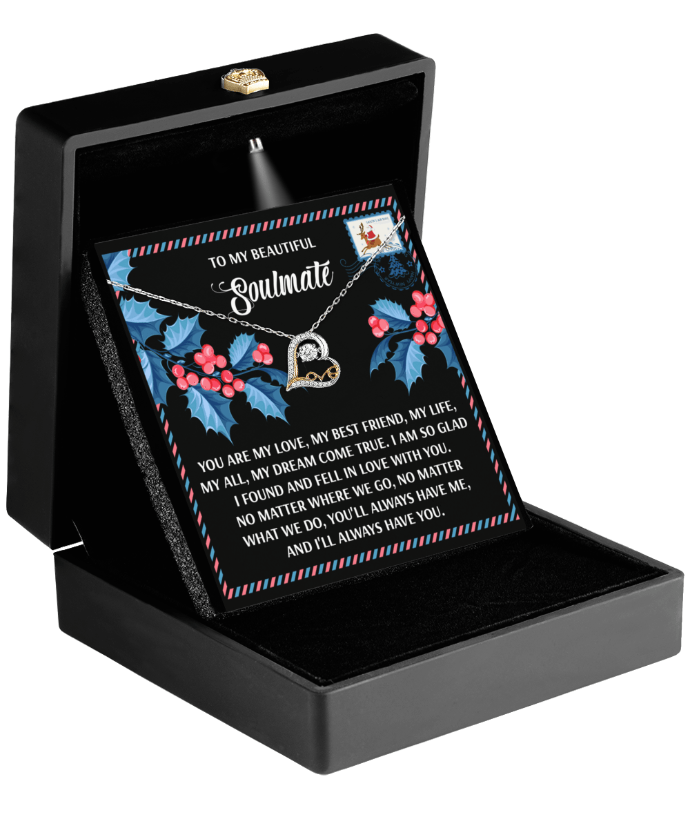 To My Beautiful Soulmate My Love, Best Friend, My Life Christmas Anniversary Heart Pendant Necklace for Wife Girlfriend Jewelry - Mallard Moon Gift Shop