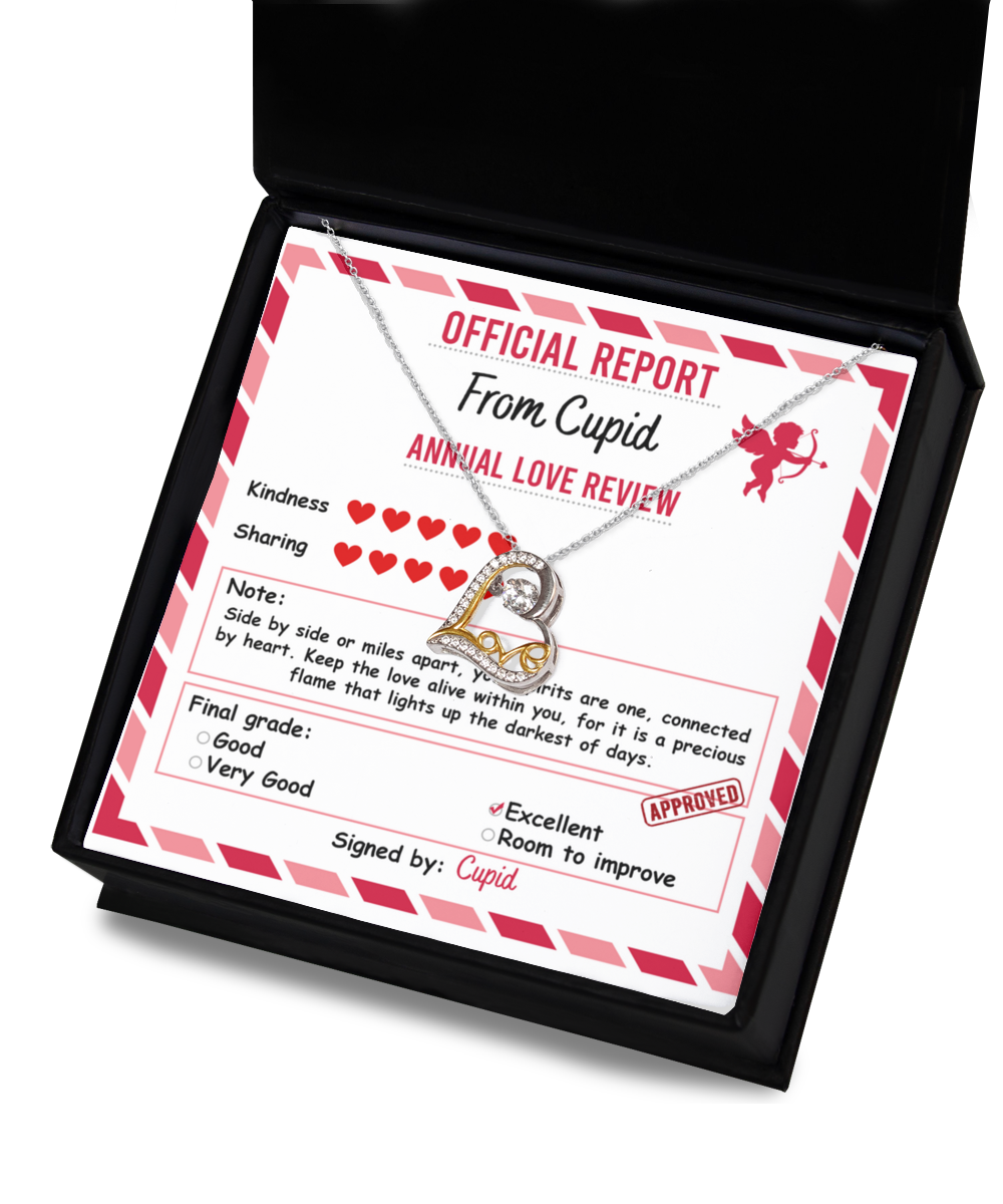 Cupid’s Official Love Report - Love Dancing Heart Necklace – A Fun and Heartfelt Valentine’s Day Gift - Mallard Moon Gift Shop