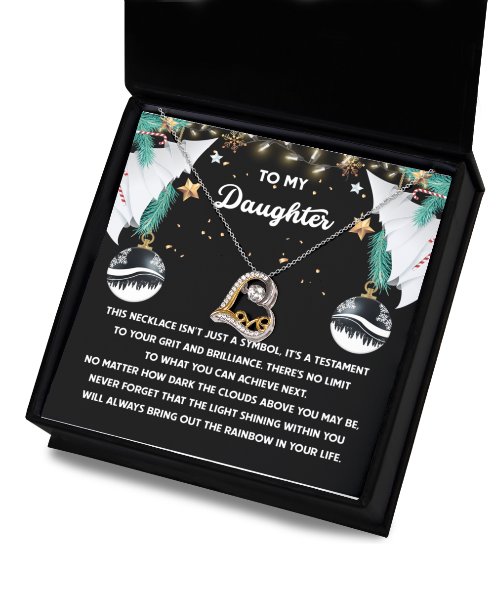 Daughter Christmas Present - The Rainbow - Love Dancing Heart Pendant Necklace - Mallard Moon Gift Shop