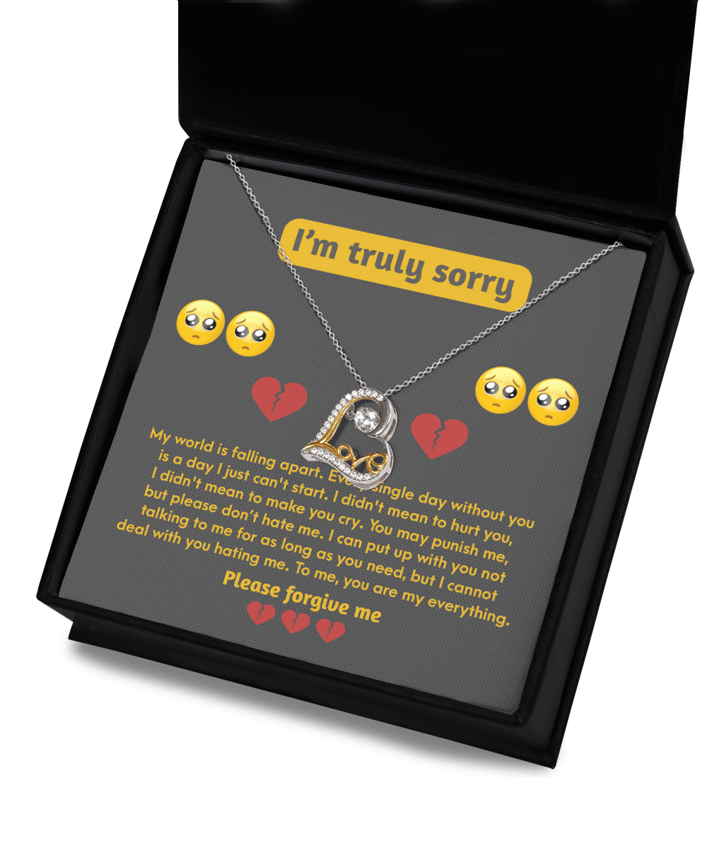 Apology Gift for Girlfriend, Wife, Soulmate - Sorry, Make You Cry - Love Dancing Heart Pendant Necklace - Mallard Moon Gift Shop