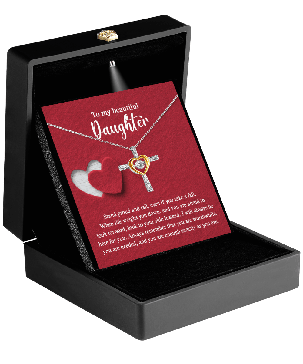 Daughter Inspirational Cross Pendant Necklace Birthday Graduation Wedding Holiday Gift - Mallard Moon Gift Shop