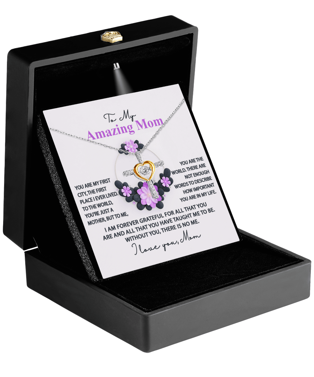 Mom, I am Forever Grateful, Without You, There is No Me - Cross Pendant Necklace - Mallard Moon Gift Shop