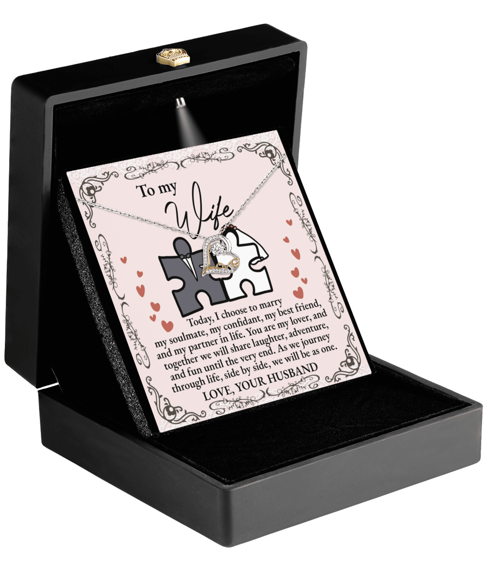 Wife Wedding Day Gift We Will Be As One Love Dancing Heart Pendant Necklace Bride Gift from Groom - Mallard Moon Gift Shop