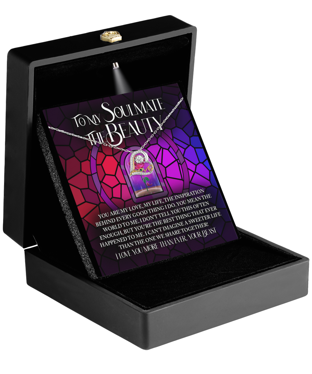 To My Soulmate: The Beauty - Love Dancing Heart Necklace – A Romantic Gift Inspired by Timeless Love and Devotion - Mallard Moon Gift Shop