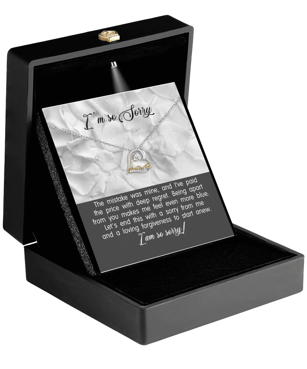Apology Gift for Girlfriend, Wife, Soulmate - Sorry, With Deep Regret - Love Dancing Heart Pendant Necklace - Mallard Moon Gift Shop