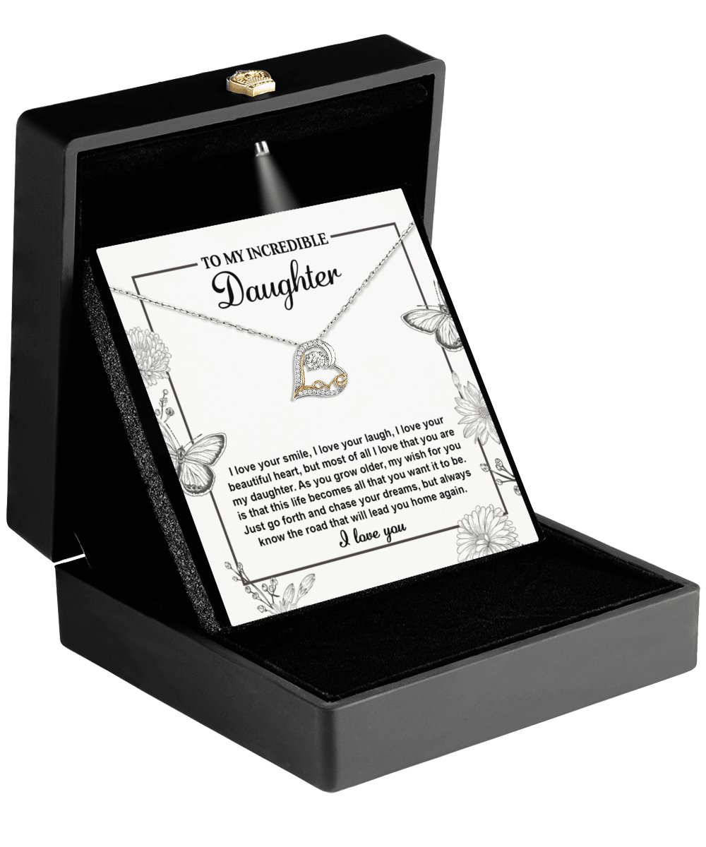 Gift for Daughter with Inspirational Message -I Love Your Smile - Lead You Home Love Heart Necklace - Mallard Moon Gift Shop