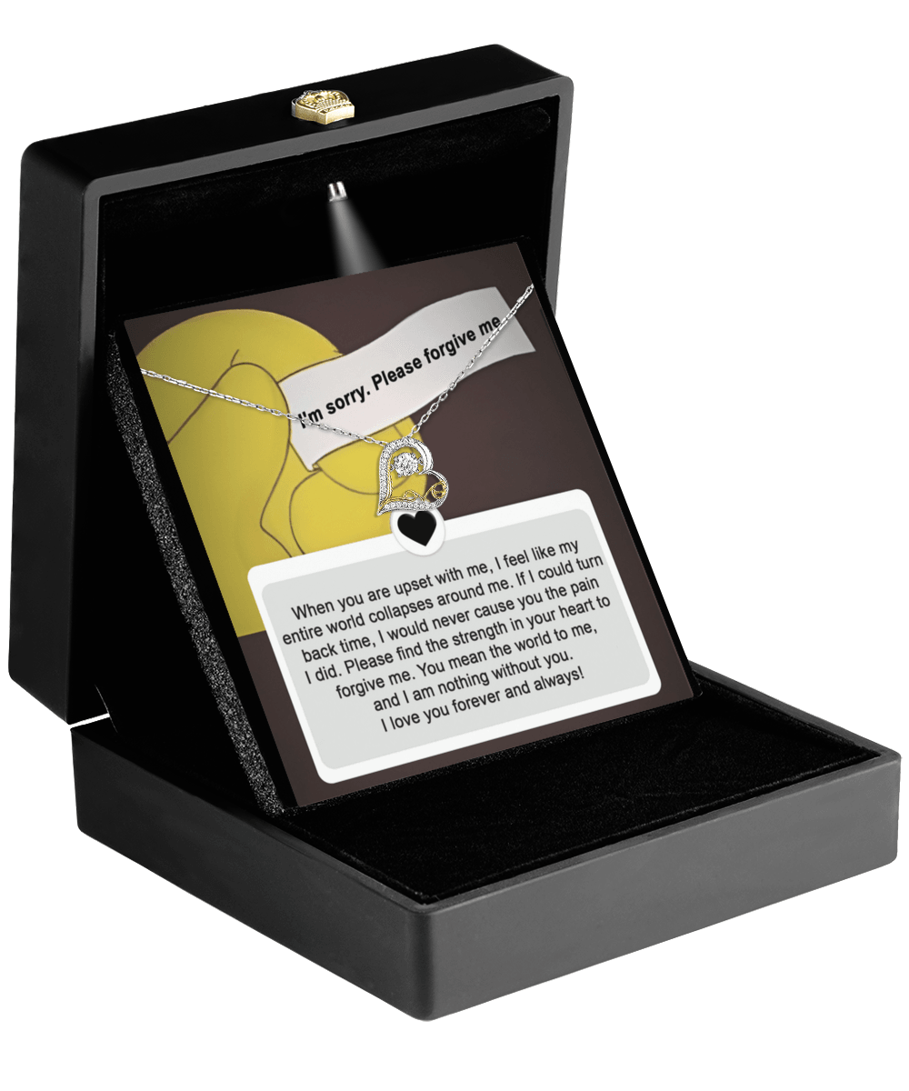 Apology Gift for Girlfriend, Wife, Soulmate - Sorry, Nothing Without You - Love Heart Pendant Necklace - Mallard Moon Gift Shop