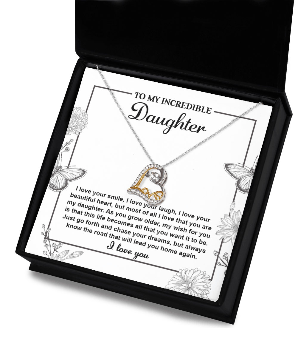 Gift for Daughter with Inspirational Message -I Love Your Smile - Lead You Home Love Heart Necklace - Mallard Moon Gift Shop