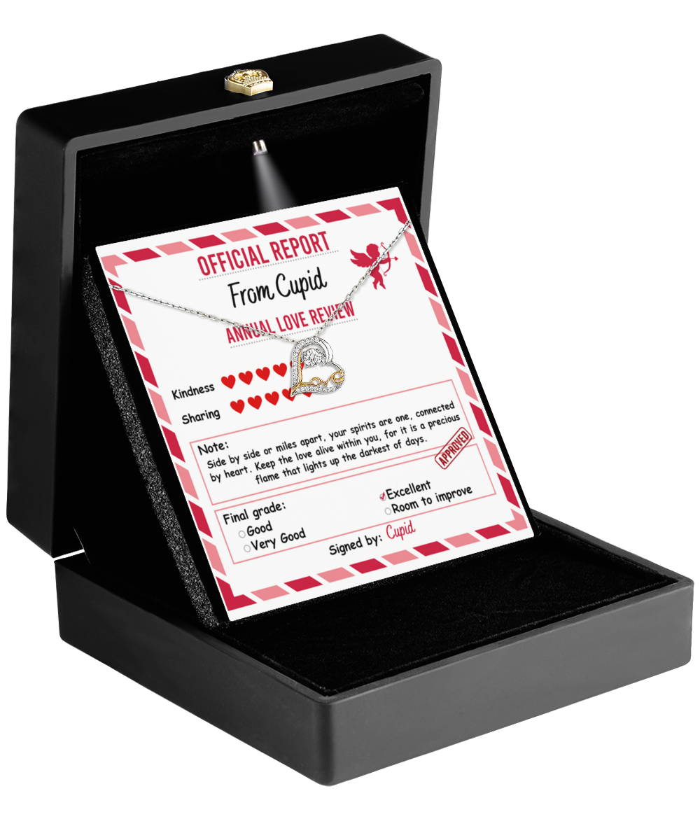 Cupid’s Official Love Report - Love Dancing Heart Necklace – A Fun and Heartfelt Valentine’s Day Gift - Mallard Moon Gift Shop