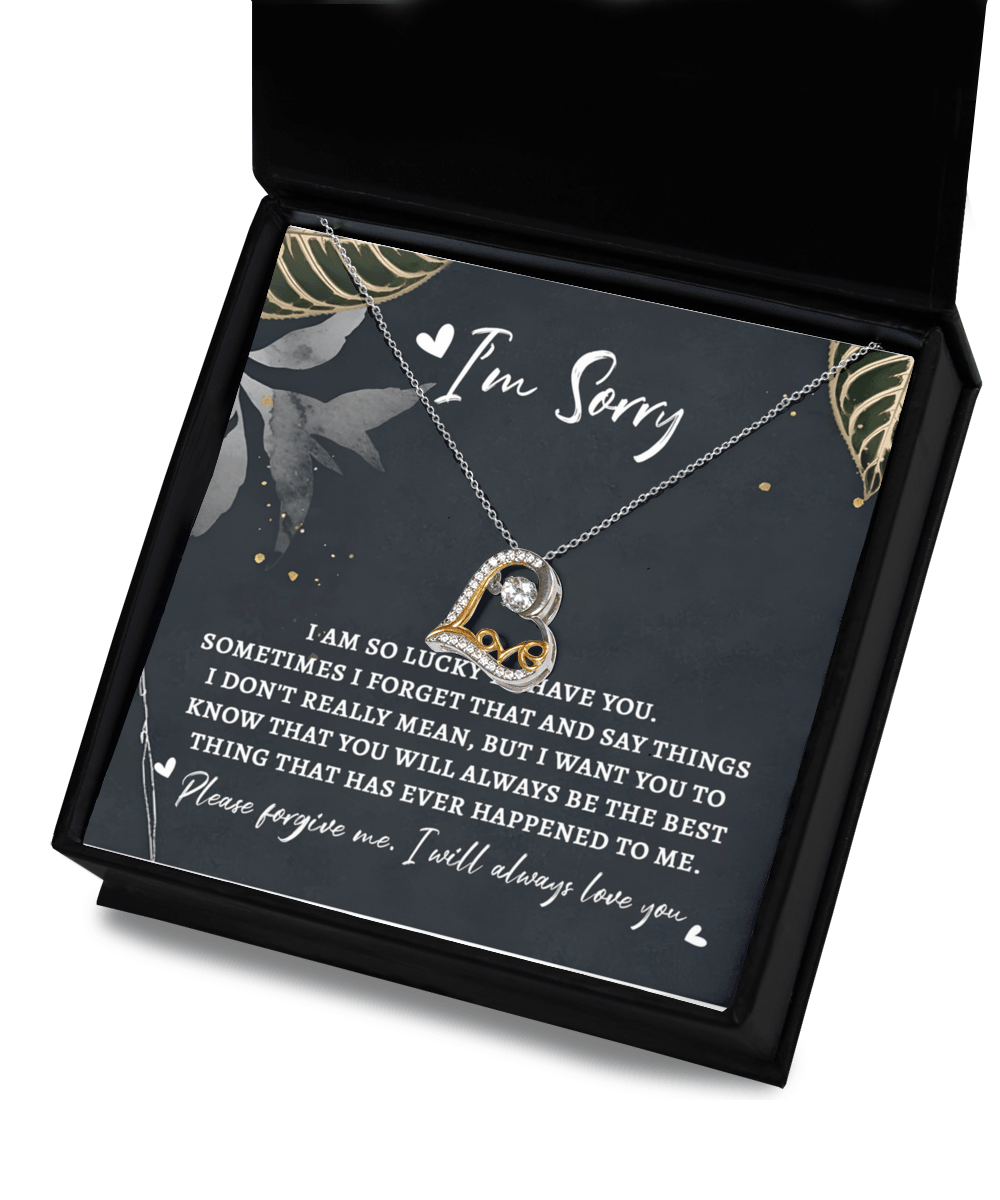 Apology Gift for Girlfriend, Wife, Soulmate - Sorry, The Best Thing - Love Dancing Heart Pendant Necklace - Mallard Moon Gift Shop