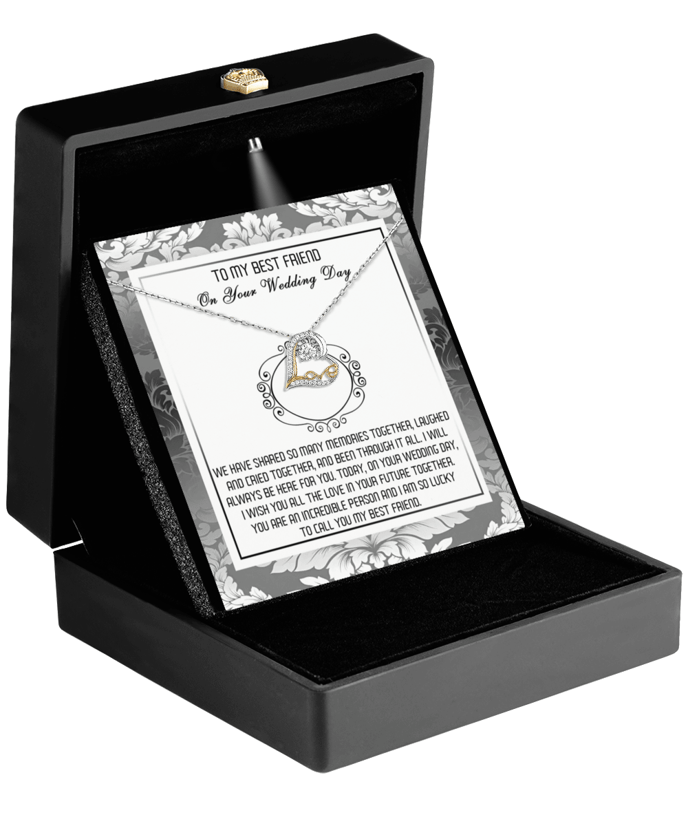 Best Friend Wedding Day Gift - An Incredible Person - Love Dancing Heart Pendant Necklace - Mallard Moon Gift Shop