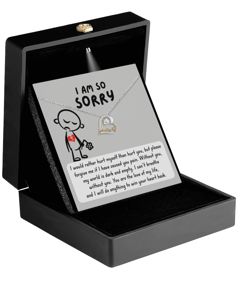 Apology Gift for Girlfriend, Wife, Soulmate - Sorry, Dark And Empty - Love Dancing Heart Pendant Necklace - Mallard Moon Gift Shop