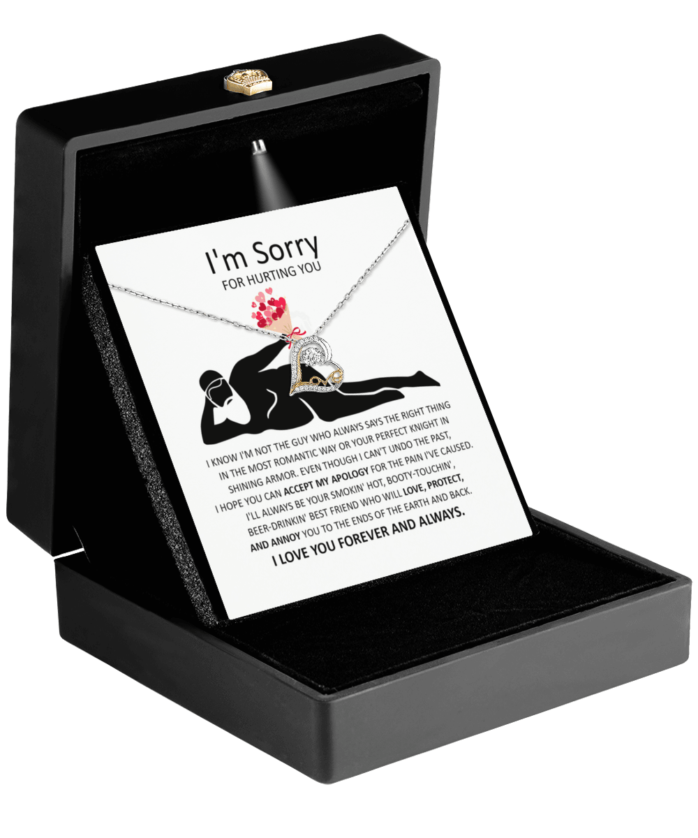 Apology Gift for Girlfriend, Wife, Soulmate - Sorry, The Most Romantic - Love Dancing Heart Pendant Necklace - Mallard Moon Gift Shop
