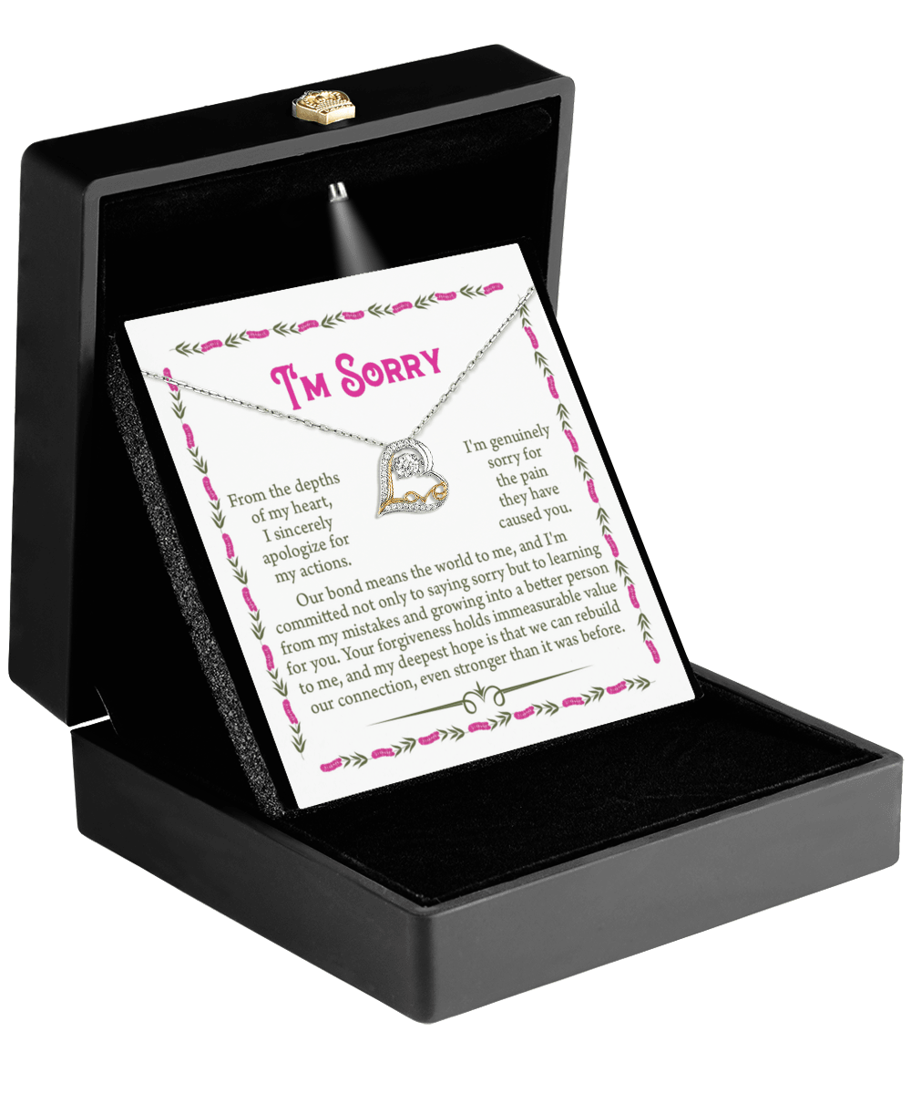 Gift for Girlfriend, Wife - Sorry, A Better Person - Love Dancing Heart Pendant Necklace - Mallard Moon Gift Shop