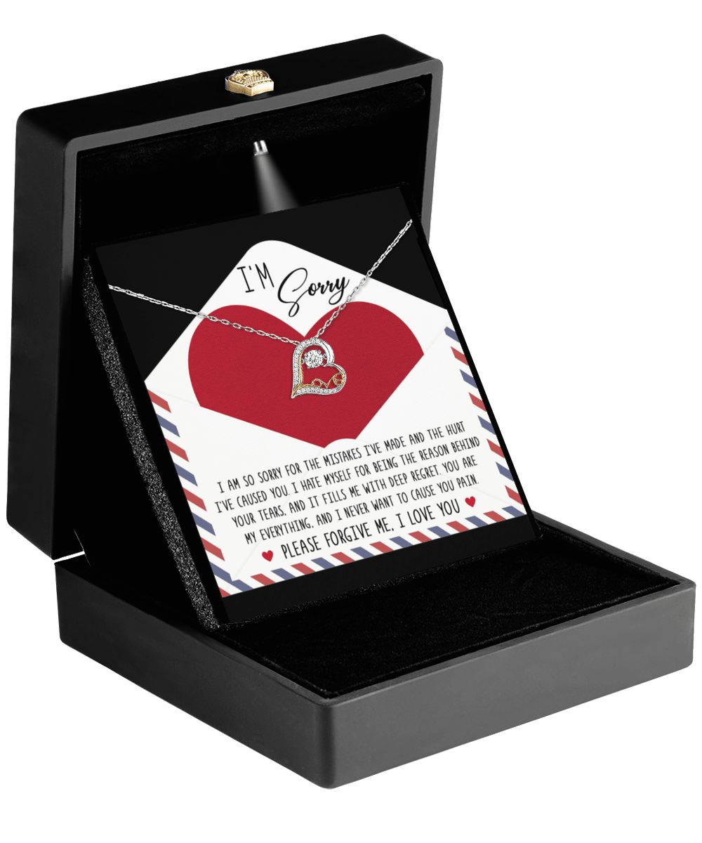 Apology Gift for Girlfriend, Wife, Soulmate - Sorry, Behind Your Tears - Love Dancing Heart Pendant Necklace - Mallard Moon Gift Shop