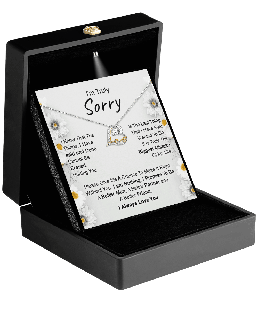 Apology Gift for Girlfriend, Wife, Soulmate - I’m Truly Sorry - Love Dancing Heart Pendant Necklace - Mallard Moon Gift Shop