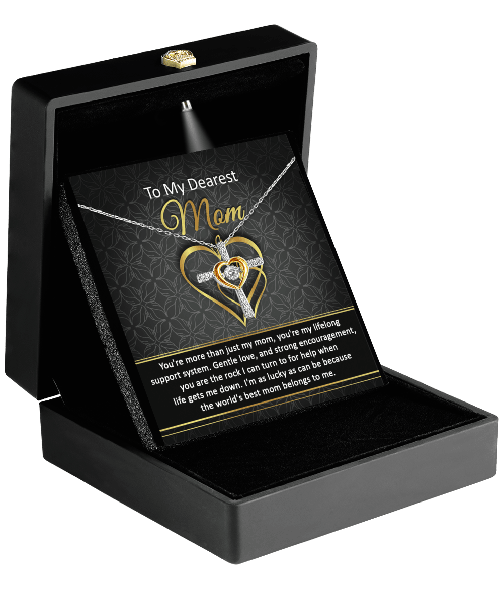 To My Dearest Mom You Are My Rock Cross Pendant Necklace - Mallard Moon Gift Shop