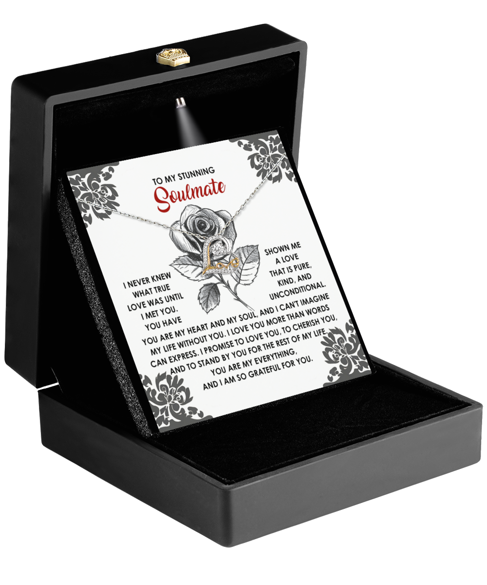 To My Stunning Soulmate - Love Dancing Heart Necklace – A Romantic Gift to Cherish and Celebrate Unconditional Love - Mallard Moon Gift Shop