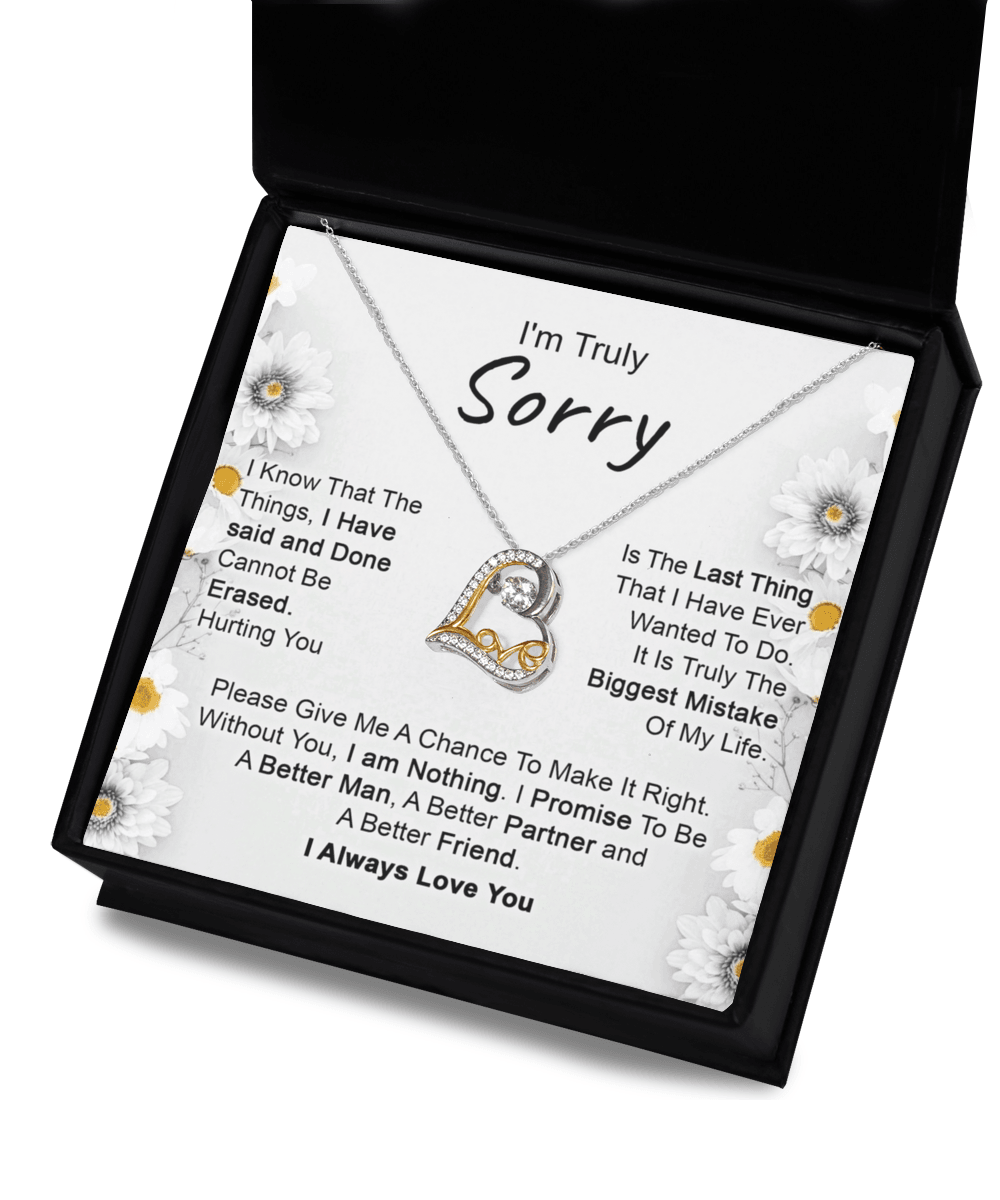 Apology Gift for Girlfriend, Wife, Soulmate - I’m Truly Sorry - Love Dancing Heart Pendant Necklace - Mallard Moon Gift Shop