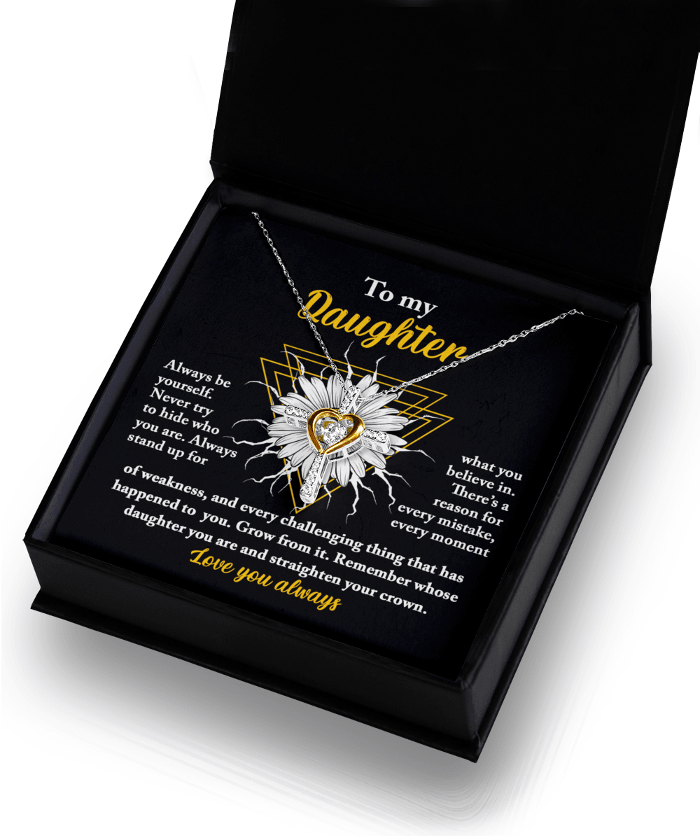 Daughter Gift for Birthday, Christmas Graduation - Be Yourself - Love Dancing Cross Pendant Necklace - Mallard Moon Gift Shop