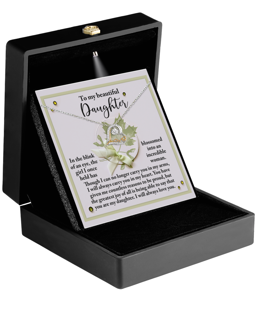 Daughter Birthday, Graduation, Christmas Inspirational Gift  - Incredible Woman - Love Dancing Heart Pendant Necklace - Mallard Moon Gift Shop