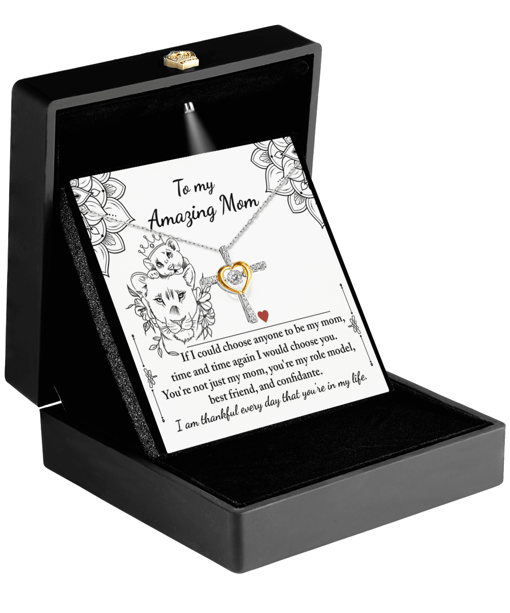 To My Amazing Mom You are my Best Friend, Role Model, and Confidante Cross Pendant Necklace - Mallard Moon Gift Shop
