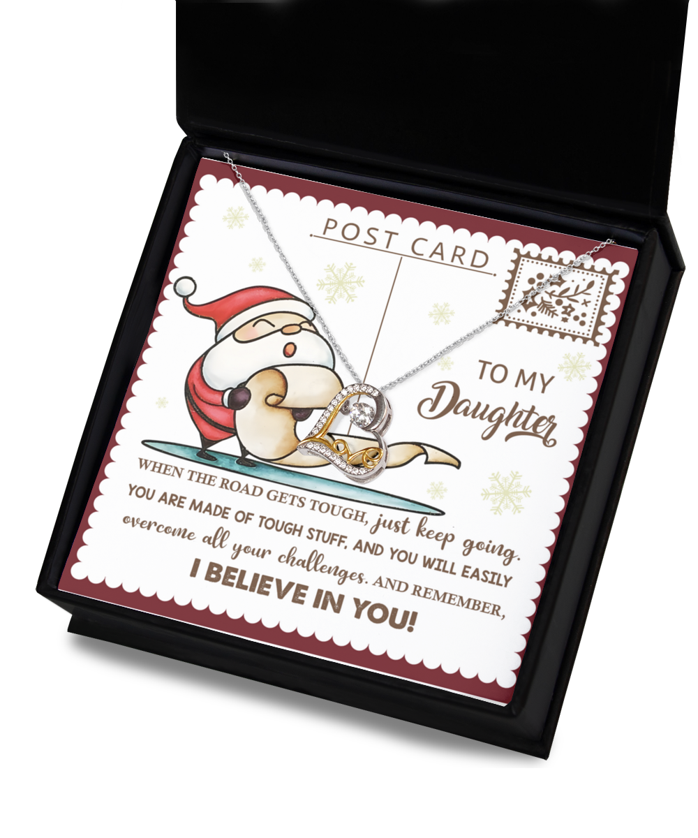 Gift for Daughter - Keep Going - Love Dancing Heart Pendant Necklace - Mallard Moon Gift Shop