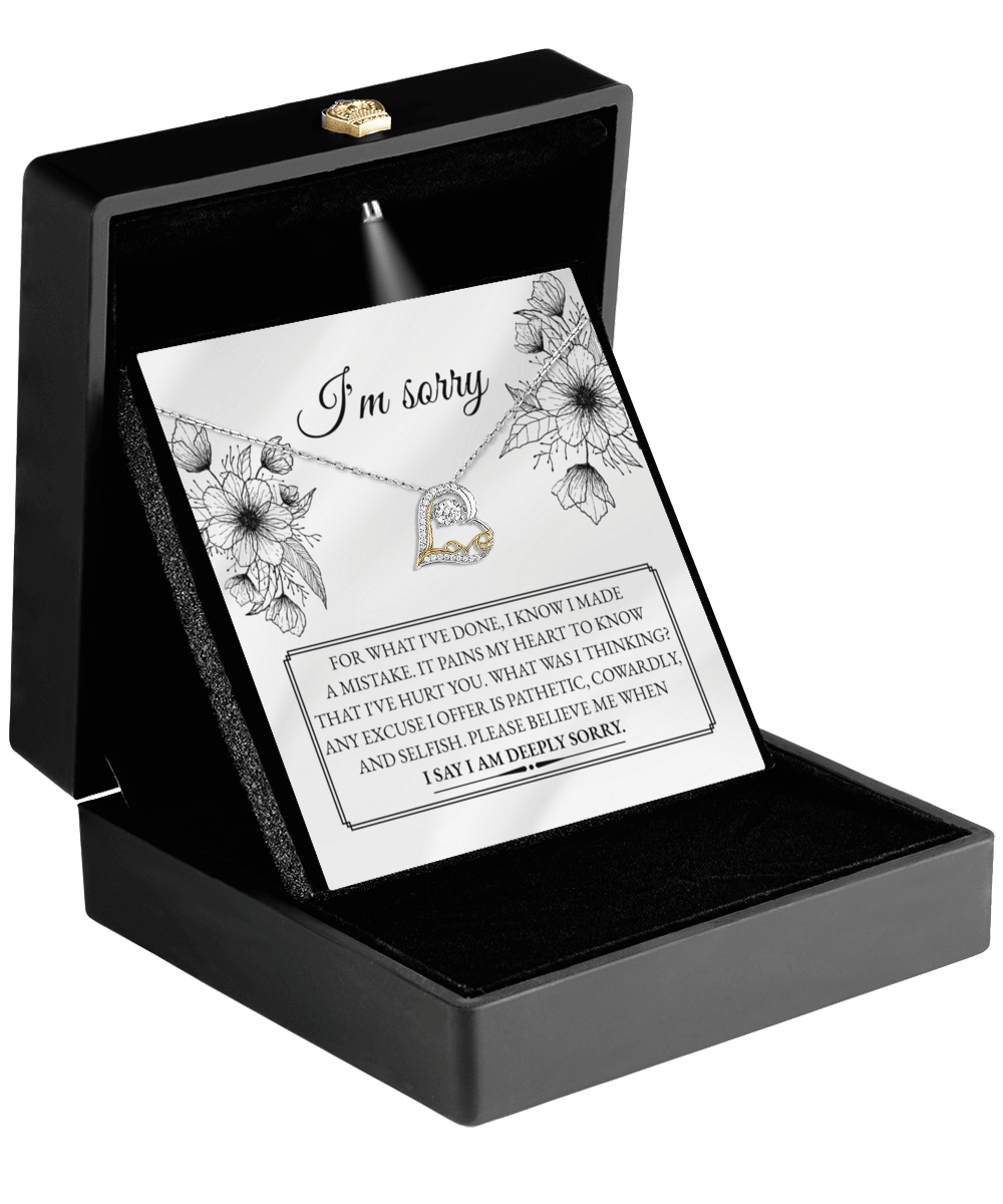 Apology Gift for Girlfriend, Wife, Soulmate - Sorry, Made A Mistake - Love Dancing Heart Pendant Necklace - Mallard Moon Gift Shop