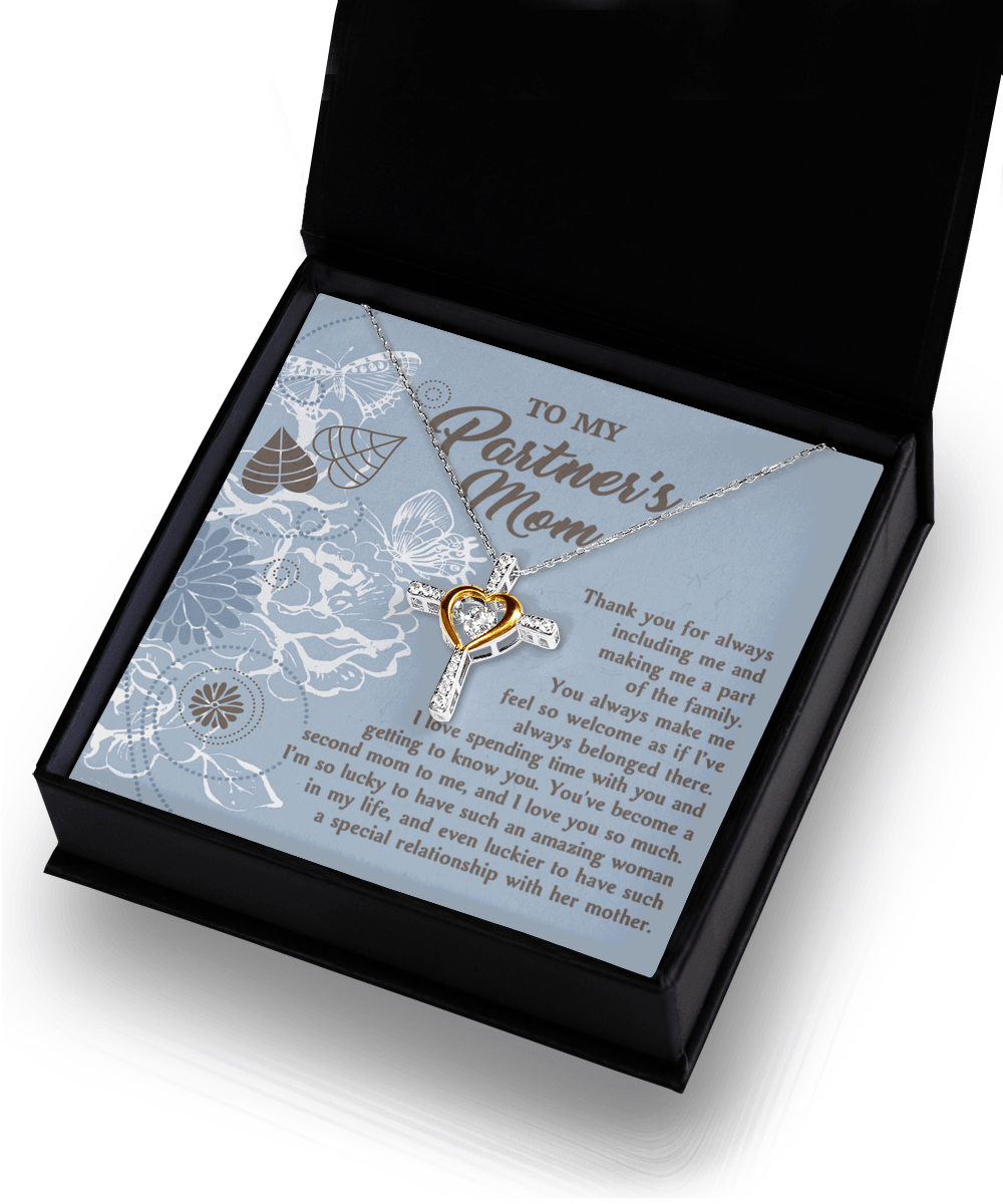 To My Partner's Mom You Make Me Feel Welcomed Cross Pendant Necklace - Mallard Moon Gift Shop