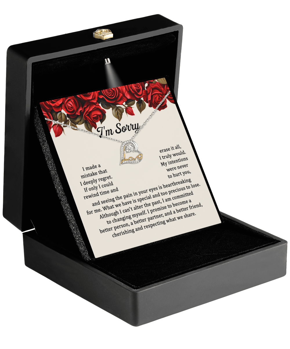 Apology Gift for Girlfriend, Wife - Sorry, Precious To Lose - Love Heart Pendant Necklace - Mallard Moon Gift Shop
