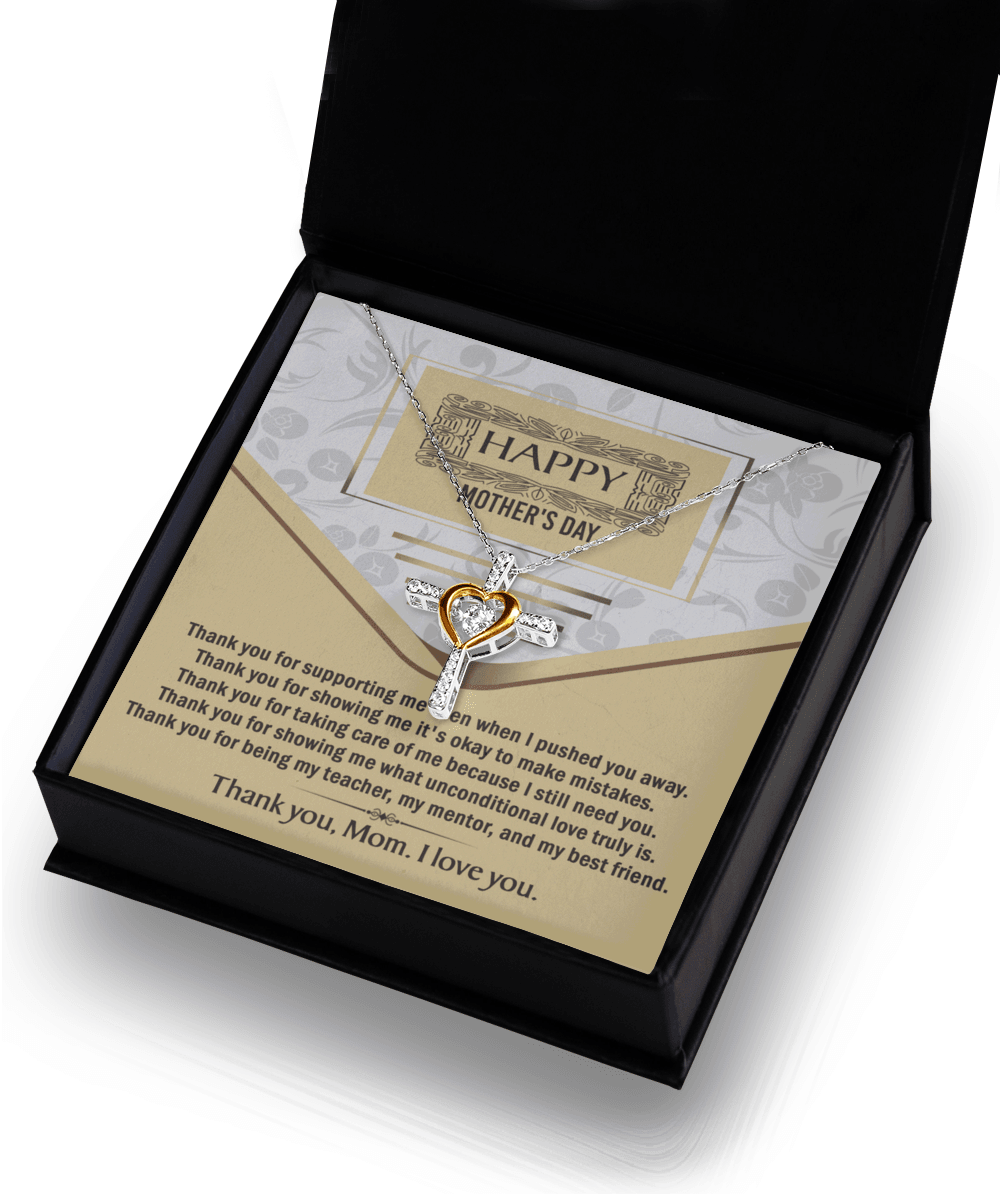 Happy Mother's Day Unconditional Love Cross Pendant Necklace Gift for Mom - Mallard Moon Gift Shop