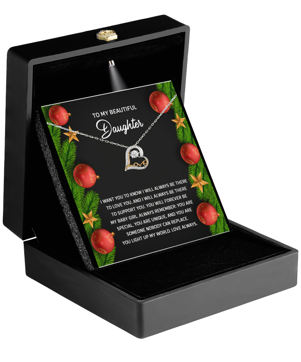 Daughter Christmas Present - Nobody Can Replace - Love Dancing Heart Pendant Necklace - Mallard Moon Gift Shop