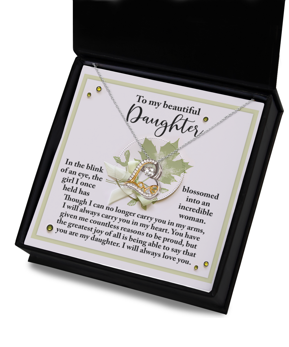 Daughter Birthday, Graduation, Christmas Inspirational Gift  - Incredible Woman - Love Dancing Heart Pendant Necklace - Mallard Moon Gift Shop