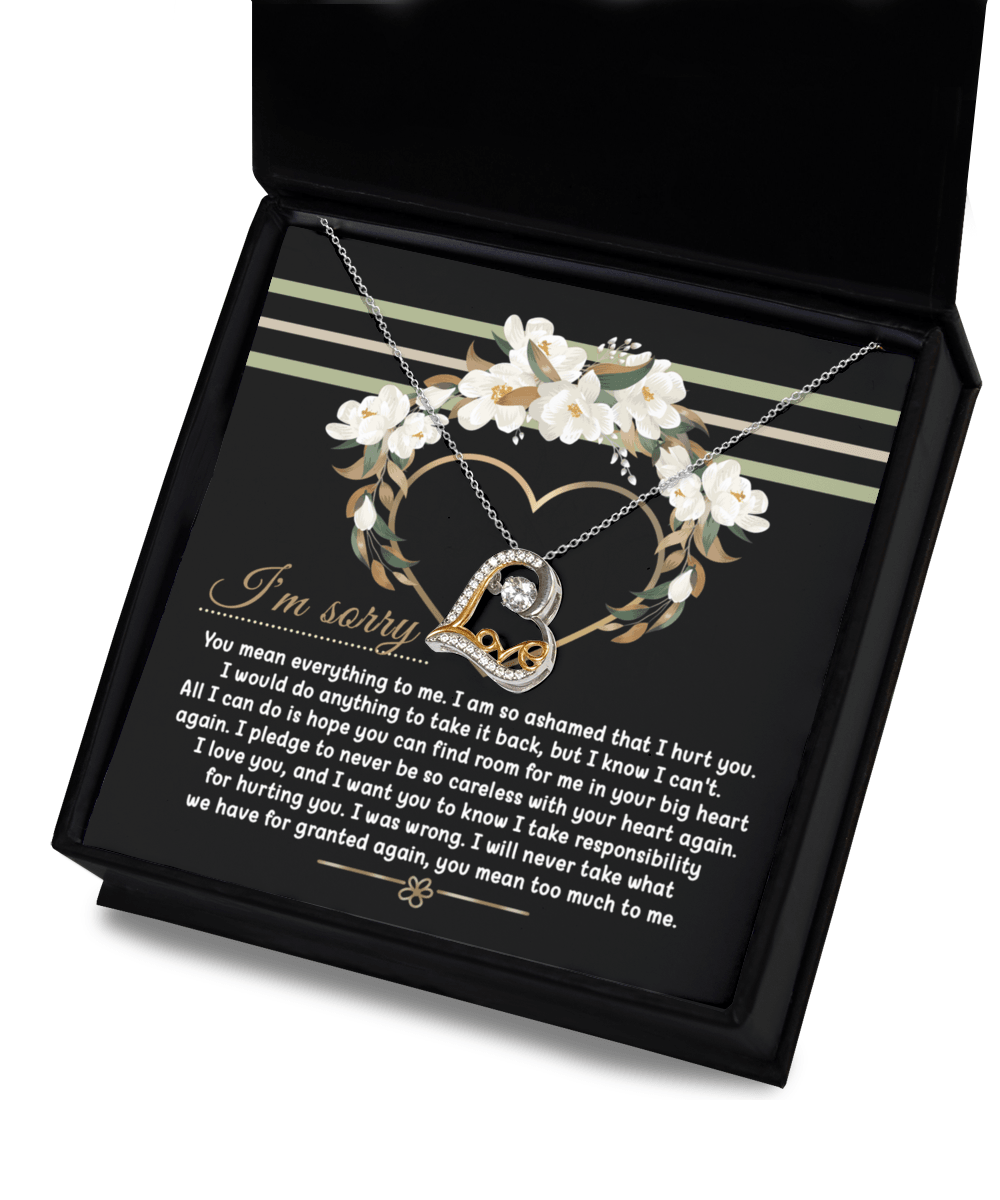 Apology Gift for Girlfriend, Wife, Soulmate - Sorry, Big Heart - Love Dancing Heart Pendant Necklace - Mallard Moon Gift Shop