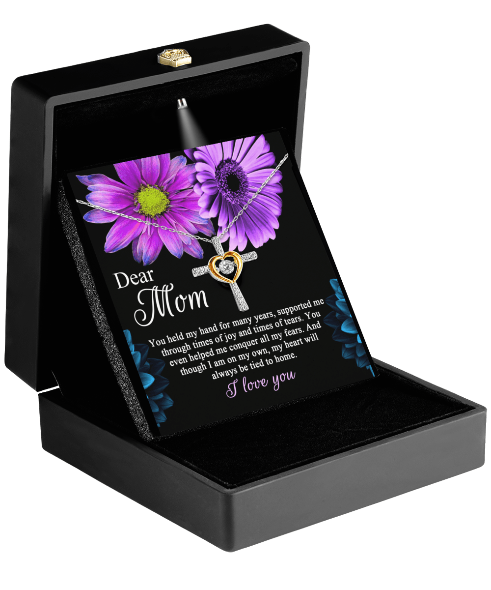 Dear Mom You Held My Hand Through the Years Cross Pendant Necklace - Mallard Moon Gift Shop