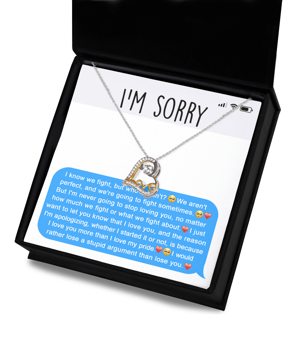 Apology Gift for Girlfriend, Wife, Soulmate - Sorry, Stupid Argument - Love Dancing Heart Pendant Necklace - Mallard Moon Gift Shop
