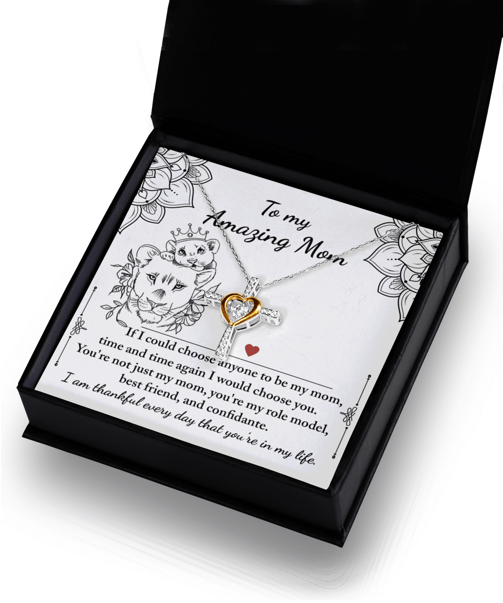 To My Amazing Mom You are my Best Friend, Role Model, and Confidante Cross Pendant Necklace - Mallard Moon Gift Shop