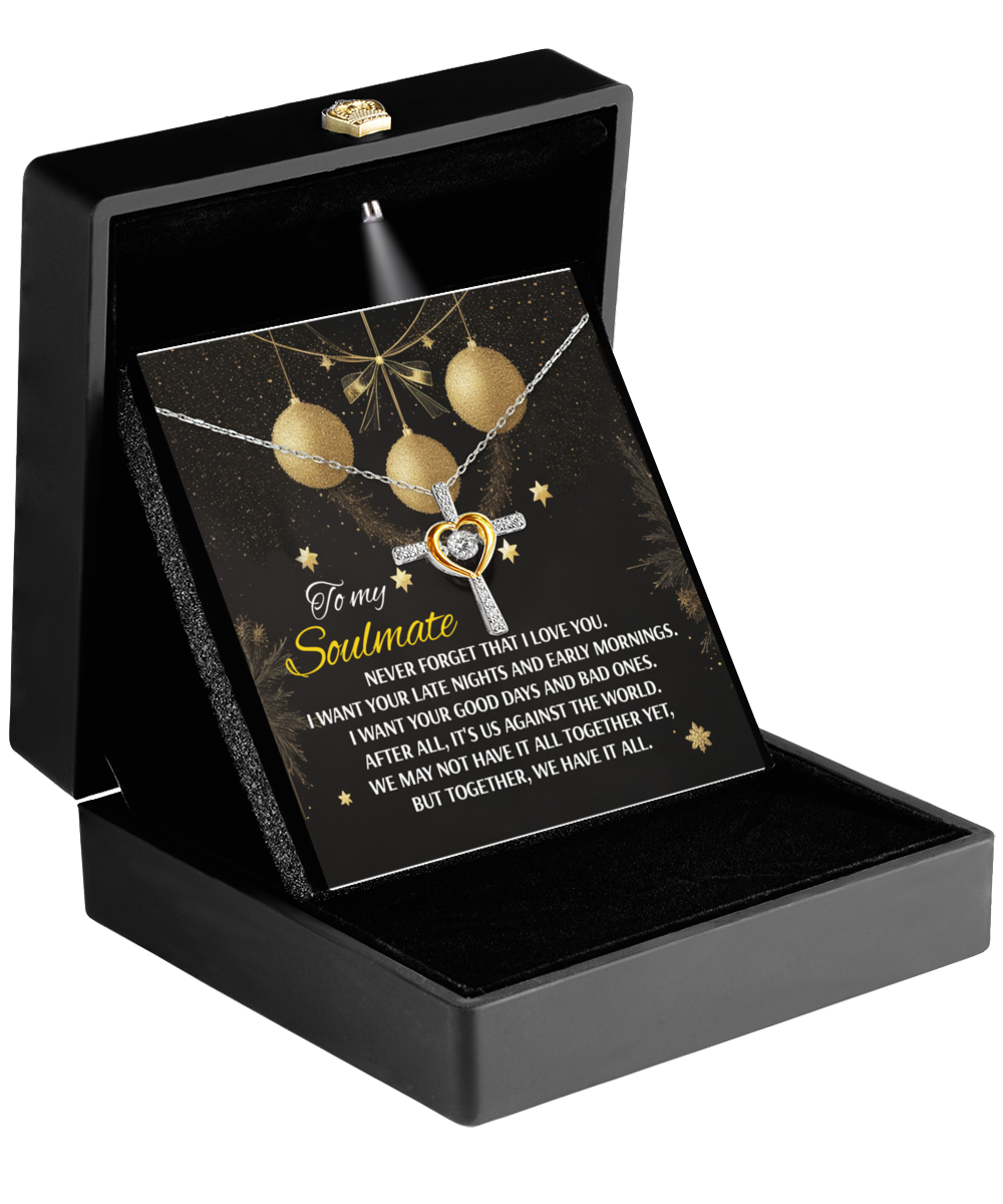 Soulmate, Wife, Girlfriend Romantic Gift - Have It All - Dancing Cross Pendant Necklace - Mallard Moon Gift Shop