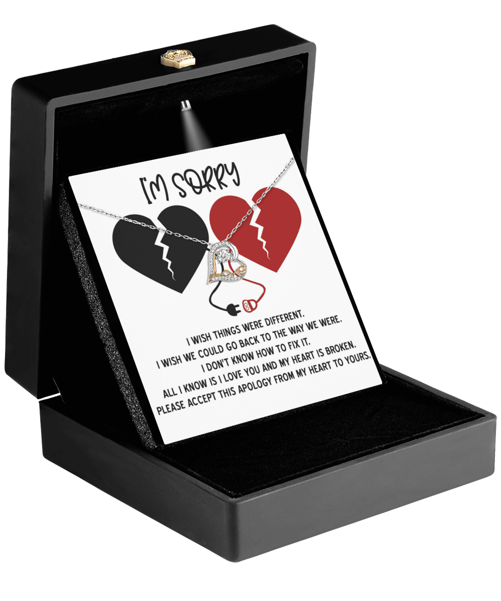 Apology Gift for Girlfriend, Wife, Soulmate - Sorry, Heart Is Broken - Love Dancing Heart Pendant Necklace - Mallard Moon Gift Shop