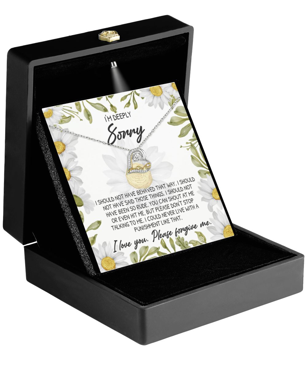 Apology Gift for Girlfriend, Wife, Soulmate - Sorry, Please Don't Stop Talking to Me - Love Dancing Heart Pendant Necklace - Mallard Moon Gift Shop