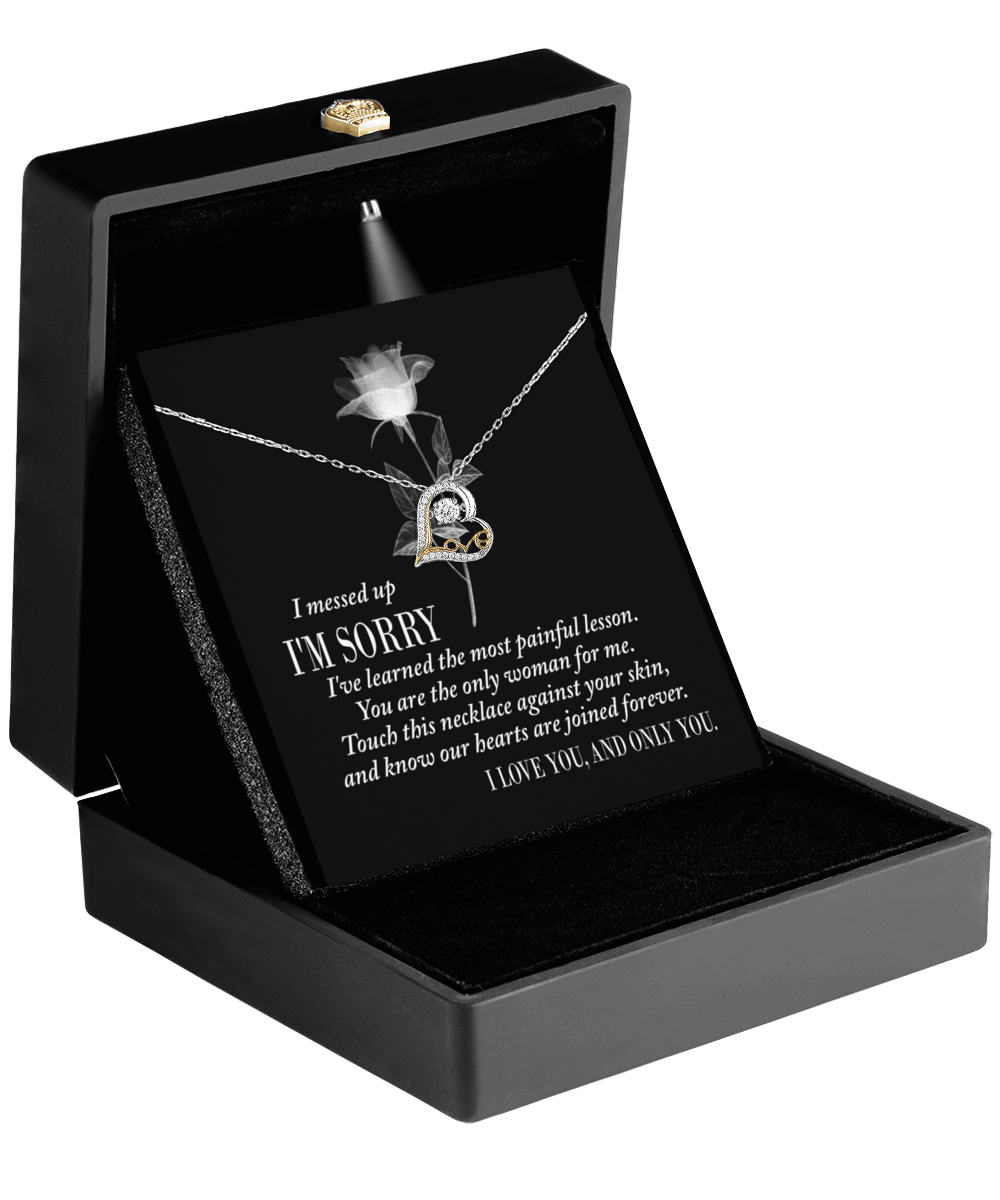 Apology Gift for Girlfriend, Wife, Soulmate - Sorry, Painful Lesson - Love Dancing Heart Pendant Necklace - Mallard Moon Gift Shop