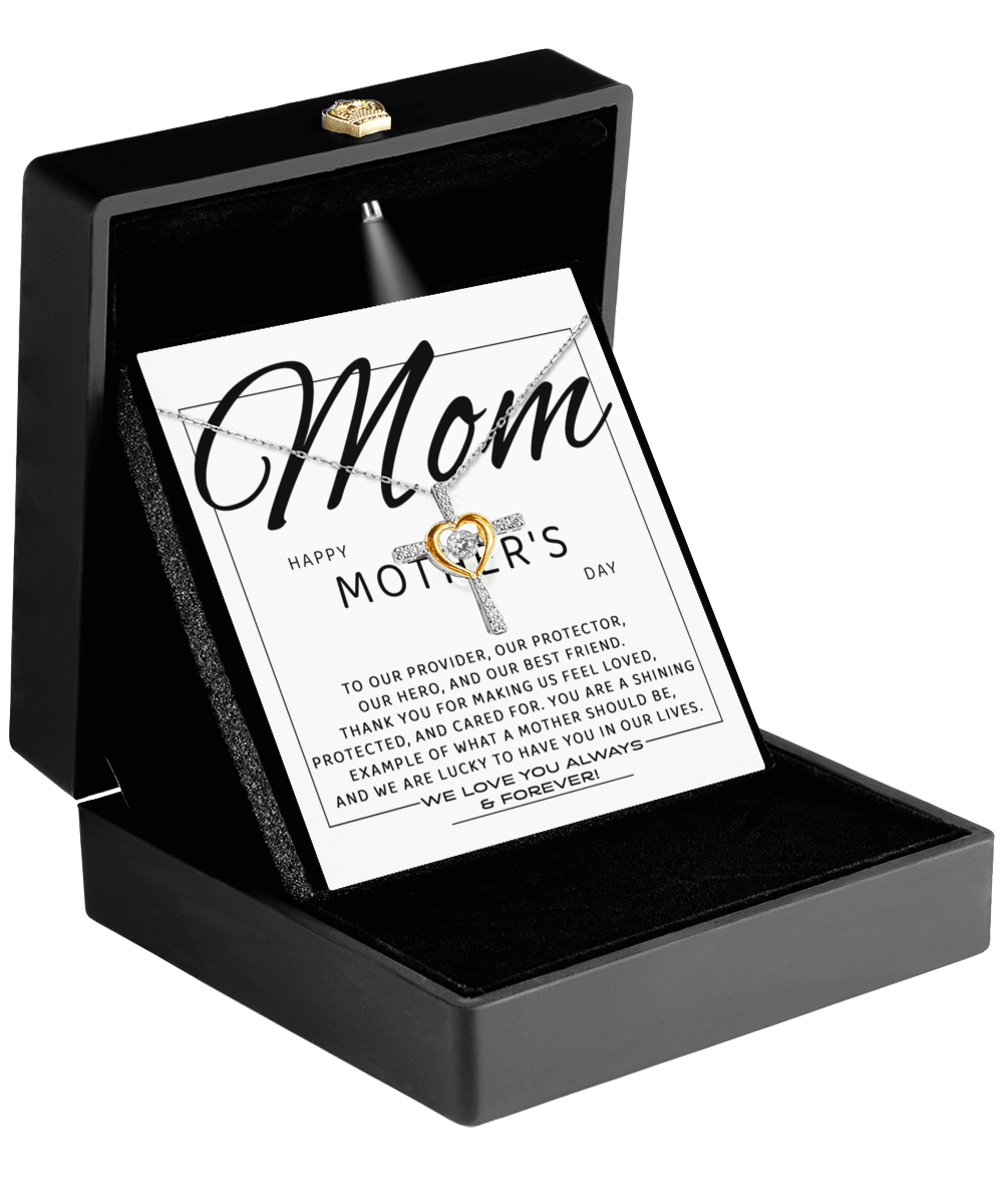 Happy Mother's Day Mom, You are Our Best Friend Cross Pendant Necklace - Mallard Moon Gift Shop