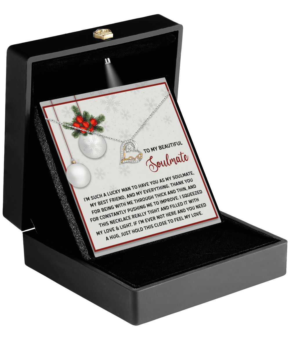 To My Beautiful Soulmate Feel My Love Christmas Anniversary Heart Pendant Necklace for Wife Girlfriend Jewelry - Mallard Moon Gift Shop