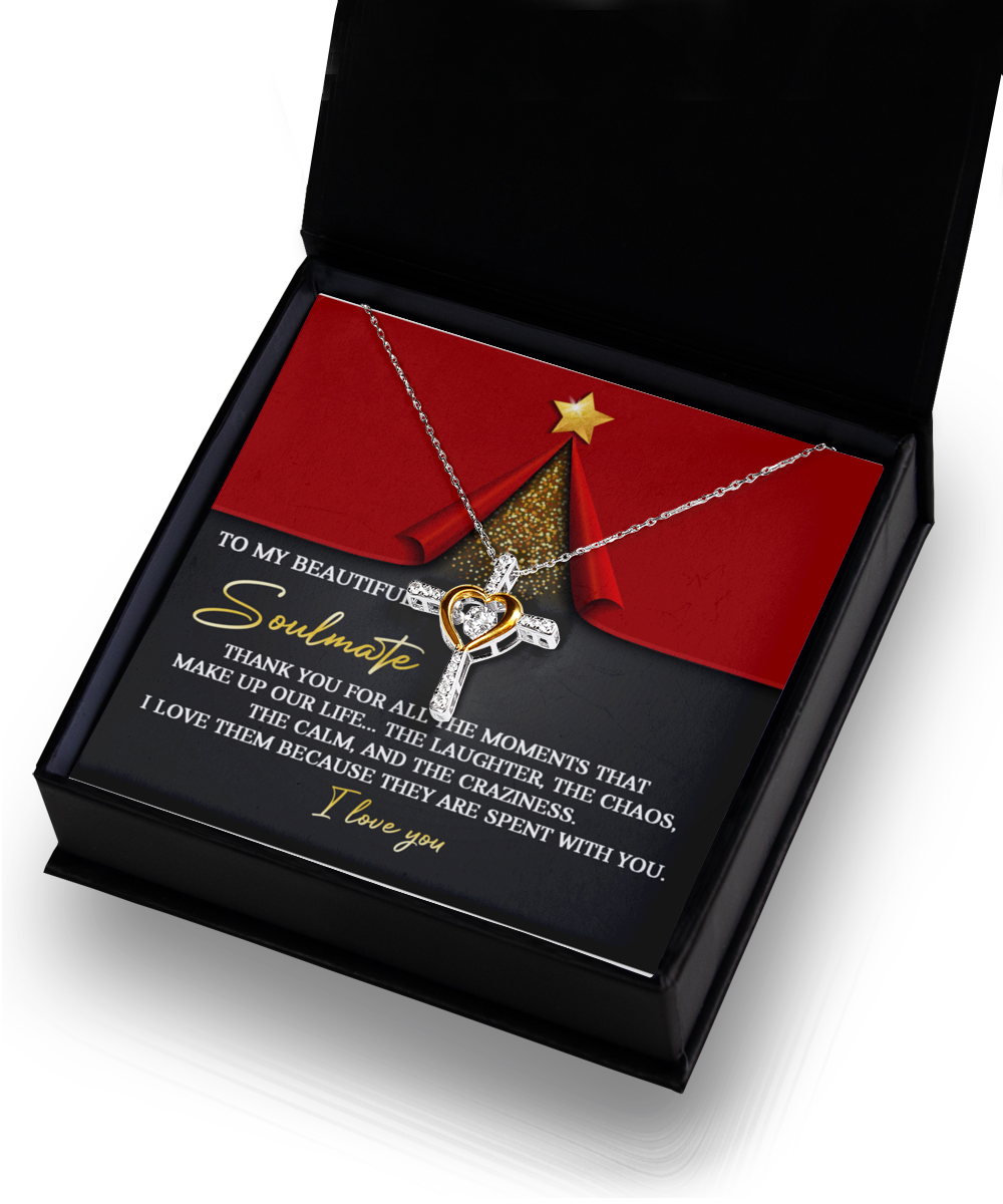Soulmate, Wife, Girlfriend Romantic Gift - The Moments - Dancing Cross Pendant Necklace - Mallard Moon Gift Shop