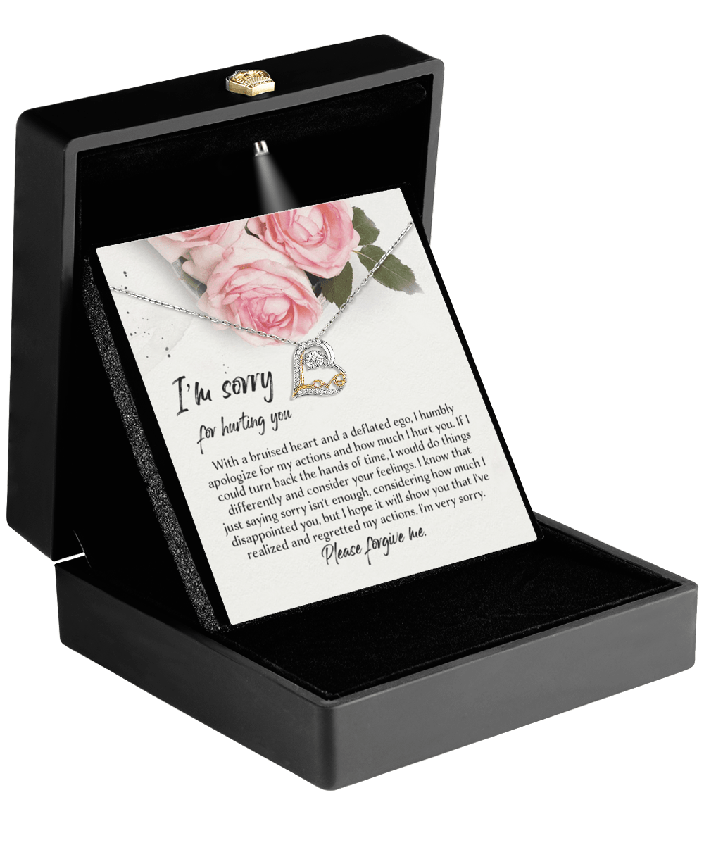 Apology Gift - Sorry, Regretted My Actions - Love Dancing Heart Pendant Necklace - Mallard Moon Gift Shop