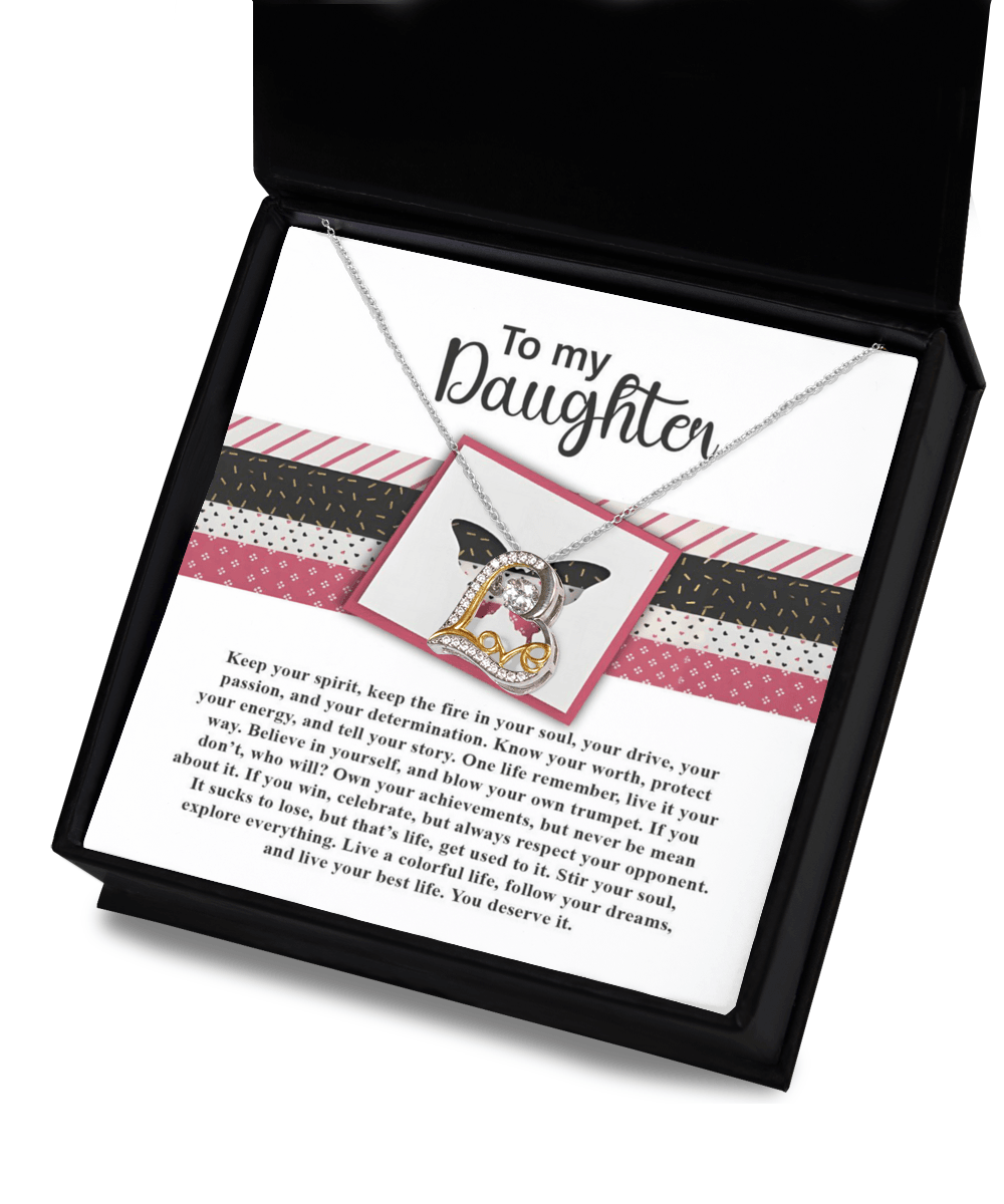 Daughter Birthday, Graduation, Christmas Inspirational Gift  - Keep The Fire - Love Dancing Heart Pendant Necklace - Mallard Moon Gift Shop